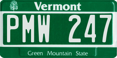 VT license plate PMW247