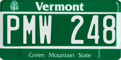 VT license plate PMW248