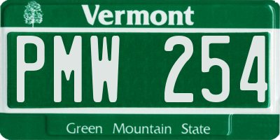 VT license plate PMW254
