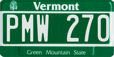 VT license plate PMW270