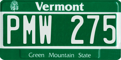VT license plate PMW275