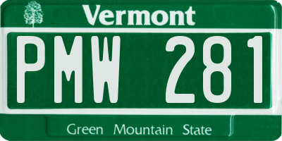 VT license plate PMW281