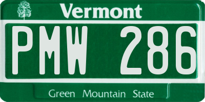 VT license plate PMW286
