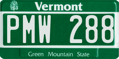 VT license plate PMW288