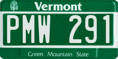 VT license plate PMW291