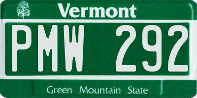 VT license plate PMW292
