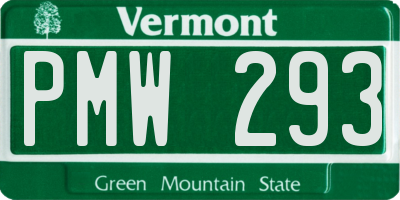 VT license plate PMW293
