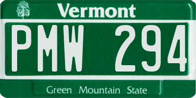 VT license plate PMW294