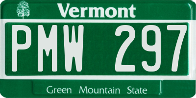 VT license plate PMW297