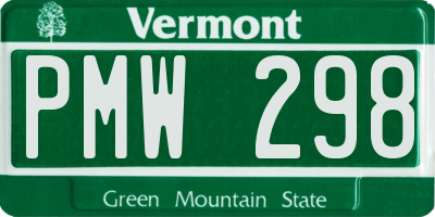 VT license plate PMW298