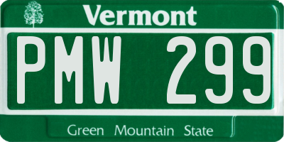 VT license plate PMW299