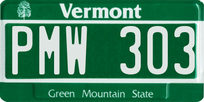 VT license plate PMW303