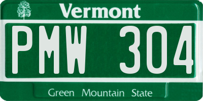 VT license plate PMW304
