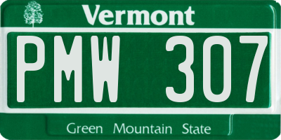 VT license plate PMW307