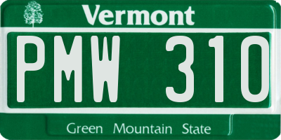VT license plate PMW310