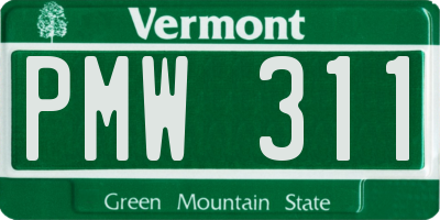 VT license plate PMW311