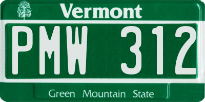 VT license plate PMW312