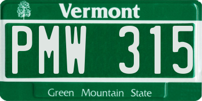 VT license plate PMW315