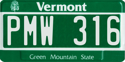VT license plate PMW316