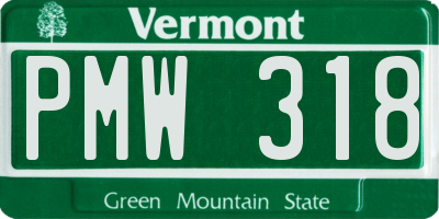 VT license plate PMW318