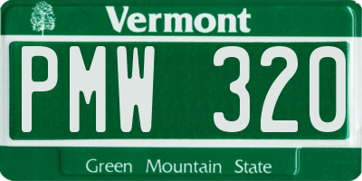 VT license plate PMW320