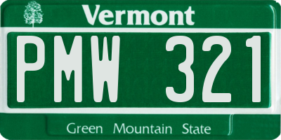 VT license plate PMW321