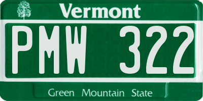 VT license plate PMW322