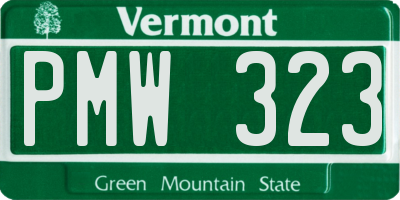 VT license plate PMW323