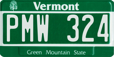 VT license plate PMW324