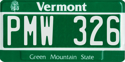 VT license plate PMW326