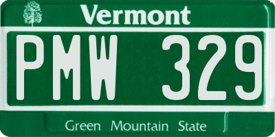 VT license plate PMW329