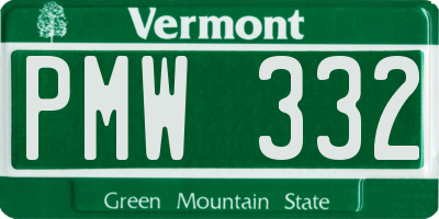 VT license plate PMW332