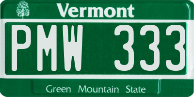VT license plate PMW333