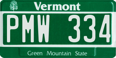 VT license plate PMW334
