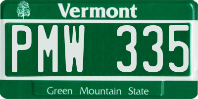 VT license plate PMW335