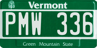 VT license plate PMW336