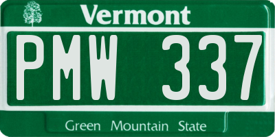 VT license plate PMW337