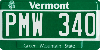 VT license plate PMW340