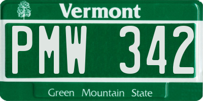 VT license plate PMW342
