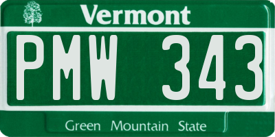 VT license plate PMW343