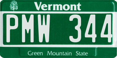 VT license plate PMW344