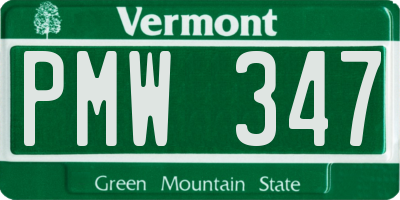 VT license plate PMW347