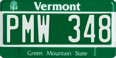 VT license plate PMW348