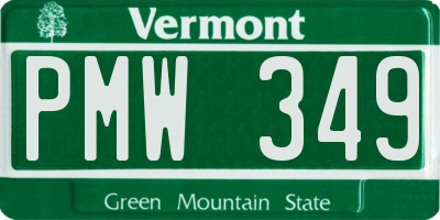 VT license plate PMW349