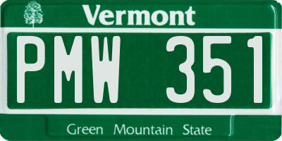 VT license plate PMW351