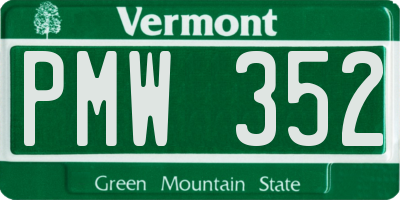 VT license plate PMW352