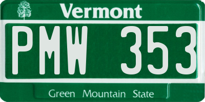 VT license plate PMW353