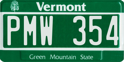 VT license plate PMW354