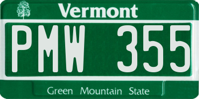 VT license plate PMW355
