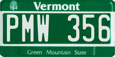 VT license plate PMW356